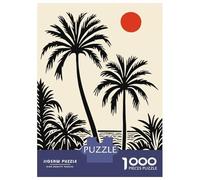 Rompecabezas para Adolescentes De 1000 Piezas Palm Tree Sunset Silhouette Rompecabezas para Adultos Juguete Decoración De Pared Mejora La Memoria Regalos De Cumpleaños Y Únicos 52x38cm/1000pcs