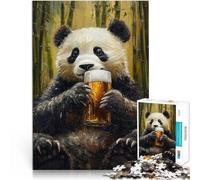 Rompecabezas para Adolescentes de 1000 Piezas Panda con Cerveza Juguetes de Juego para Regalo Familiar Regalos de Amigo Secreto 52x38cm