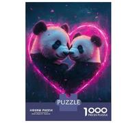 Rompecabezas para Adolescentes De 1000 Piezas Panda Love Heart Rompecabezas para Adultos Juguete Decoración De Pared Carrera De Velocidad Manual Desafío Educativo 70x50cm/1000pcs