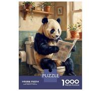 Rompecabezas para Adolescentes De 1000 Piezas Panda Reading Newspaper on Toilet Rompecabezas para Adultos Juego De Ingenio Regalos para Mujeres Desafiante De Completar 52x38cm/1000pcs