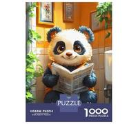 Rompecabezas para Adolescentes De 1000 Piezas Panda Reading Newspaper on Toilet Rompecabezas para Adultos Juegos Divertidos Desafío Difícil Regalo De Cumpleaños, Regalos, 52x38cm/1000pcs