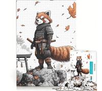 Rompecabezas para Adolescentes de 1000 Piezas Panda Rojo samurái en la Cima de una montaña Juegos educativos Ideales para la diversión Familiar Regalo de cumpleaños o para Viajes 38x26cm