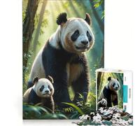 Rompecabezas para Adolescentes de 1000 Piezas Pandas explorando en la Selva Juguete antiestrés desafío difícil fortalece el Amor Entre Parejas 38x52cm