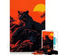 Rompecabezas para Adolescentes de 1000 Piezas Pantera Negra al Atardecer,diseño de Bordes precisos,Juego Divertido para concentrarse,Momento de diversión Tranquilo, Tranquilo 38x52cm