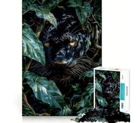 Rompecabezas para Adolescentes de 1000 Piezas Pantera Negra en la Jungla,diseño de Bordes Exactos,Juego de concentración,Regalo Ideal para Pasar un rato Agradable,Escena navideña 50x75cm