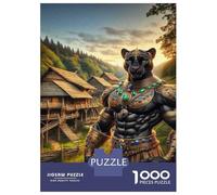 Rompecabezas para Adolescentes De 1000 Piezas Panther Warrior Village Fantasy Artwork Rompecabezas para Adultos Juego Práctico Mejora La Memoria Gran Regalo para Jugar 70x50cm/1000pcs