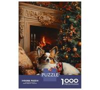 Rompecabezas para Adolescentes De 1000 Piezas Papillon Dog by Fireplace Elegant Christmas Dog Art Rompecabezas para Adultos Juego De Ingenio Decoración De Pared Difícil Y Desafiante 52x38cm/1000pcs