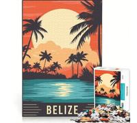 Rompecabezas para Adolescentes de 1000 Piezas: Paraíso de Belice Juegos relajantes, de análisis y lógica, Que fomentan el Amor en Pareja 38x26cm