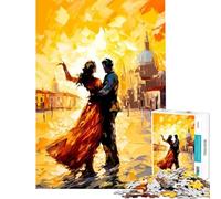 Rompecabezas para Adolescentes de 1000 Piezas Pareja Bailando en Venecia Desafío Educativo para Pintar Regalos para Mujeres Juego Educativo para Mayores de 14 años 38x52cm
