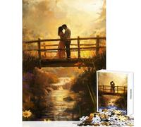 Rompecabezas para Adolescentes de 1000 Piezas Pareja en un Puente Juegos educativos de análisis y lógica Juguetes para armar Interacción Entre Padres e Hijos (38x26cm)