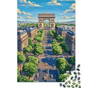 Rompecabezas para Adolescentes De 1000 Piezas Paris ARC De Triomphe Illustration Rompecabezas para Adolescentes Juegos Relajantes Alivia El Estrés 52x38cm/1000pcs
