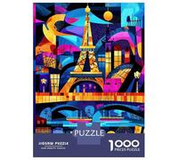 Rompecabezas Para Adolescentes De 1000 Piezas Paris Colorful Nights - Geometric Eiffel Tower Art Rompecabezas Para Adultos Juego De Ingenio Decoración De Pared Regalos Para Reducir El Estrés 70x50cm/1