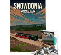 Rompecabezas para Adolescentes de 1000 Piezas Parque Nacional de Snowdonia Inglaterra con póster de Tren Juego Educativo desafío de Juego Educativo Ideas de Regalos de Juguetes Carrera de Velocidad