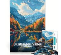 Rompecabezas para Adolescentes de 1000 Piezas,Parque Nacional del Valle de Jiuzhaigou,China Juego de Ajuste preciso,Juego de ingenio,Tiempo Libre,diversión, (38x26cm)