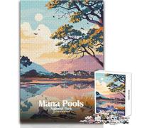 Rompecabezas para Adolescentes de 1000 Piezas, Parque Nacional Mana Pools, Zimbabue, diversión Familiar y Noche de Juegos, Juguete Decorativo Decorar la Pared, tamaño 38x26cm