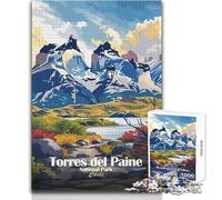 Rompecabezas para Adolescentes de 1000 Piezas, Parque Nacional Torres del Paine, Chile Diversión Familiar y Noche de Juegos Ideas de Regalos de análisis y lógica Tamaño 50x75cm