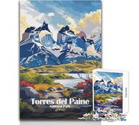 Rompecabezas para Adolescentes de 1000 Piezas, Parque Nacional Torres del Paine, Chile, Juguetes educativos, Corte de precisión, Regalos de cumpleaños, tamaño 38x52cm