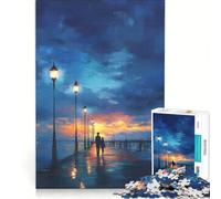 Rompecabezas para Adolescentes de 1000 Piezas Paseo Nocturno por el Muelle Juego Imposible decoración para el hogar colección de Artistas Bellas Artes 38x52cm