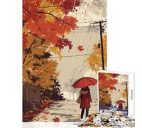 Rompecabezas para Adolescentes de 1000 Piezas Paseo otoñal bajo la Lluvia Juegos educativos Juguete didáctico para Aprender Decoración de Pared Entrena tu Cerebro y Tus Manos (38x52cm)