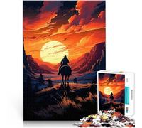 Rompecabezas para Adolescentes de 1000 Piezas Paseo Vaquero al Atardecer Desafiante Difícil Toda la Familia. 52x38cm
