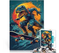 Rompecabezas para Adolescentes de 1000 Piezas Patineta T-Rex Competición de Velocidad de Manos Decoración hogar 38x26cm