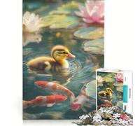 Rompecabezas para Adolescentes de 1000 Piezas: Patito en un Estanque, Juego práctico, difícil y desafiante, Regalo de Juego desafiante 38x26cm