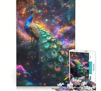 Rompecabezas para Adolescentes de 1000 Piezas Pavo Real en un Bosque de ensueño decoración de Pared difícil y desafiante Regalo de Juego desafiante 50x75cm