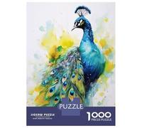 Rompecabezas para Adolescentes De 1000 Piezas Peacock Watercolor Rompecabezas para Adultos Juguetes Antiestrés Regalo De Cumpleaños Cumpleaños 38x26cm/1000pcs