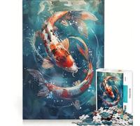 Rompecabezas para Adolescentes de 1000 Piezas: Peces, un par de Carpas koi, Juego Imposible, Interesante para Reducir el estrés, 38x52cm