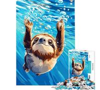 Rompecabezas para Adolescentes de 1000 Piezas Perezoso Nadando bajo el Agua Rompecabezas de 1000 Piezas para armar en Familia Juego desafiante para Toda la Familia (38x26cm)
