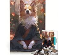Rompecabezas para Adolescentes de 1000 Piezas Perro Corgi meditando al Estilo Zen Juegos Divertidos para ejercitar la Mente y Las Manos Ideal para Decorar el Escritorio 38x26cm