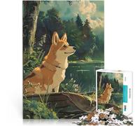 Rompecabezas para Adolescentes de 1000 Piezas Perro del Bosque Tranquilo de Anime Juego práctico Cumpleaños 52x38cm
