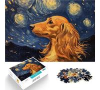 Rompecabezas para Adolescentes de 1000 Piezas Perro en la Noche Estrellada Actividad Familiar Cada Pieza es única: un desafiante y Divertido Juego Familiar 50x70cm