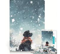 Rompecabezas para Adolescentes de 1000 Piezas: Perro en un país de Las Maravillas Invernal nevado, Juguetes antiestrés, para la diversión Familiar, cumpleaños y Navidad 38x26cm