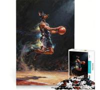 Rompecabezas para Adolescentes de 1000 Piezas Perro Jugador de Baloncesto Haciendo Mates Juguetes para armar Interacción Entre Padres e Hijos cumpleaños y Navidad 50x75cm