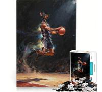 Rompecabezas para Adolescentes de 1000 Piezas Perro Jugador de Baloncesto Haciendo Mates Juguetes para armar Interacción Entre Padres e Hijos cumpleaños y Navidad 38x52cm
