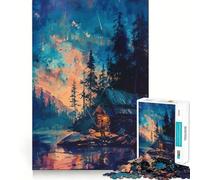 Rompecabezas para Adolescentes de 1000 Piezas Pesca al Atardecer, Bordes impecables, Divertido Juego Mental, Regalo, Momento Acogedor, decoración navideña para la Pared (38x52cm)