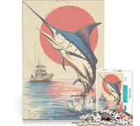 Rompecabezas para Adolescentes de 1000 Piezas Pesca de marlín Saltando Juego de ingenio Actividades Divertidas para Hacer en casa Regalo para Mujeres 38x26cm