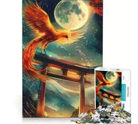 Rompecabezas para Adolescentes de 1000 Piezas Phoenix Rising Torii Juguete Educativo Mejora la Memoria con póster y Hoja de Preguntas a Juego 50x75cm