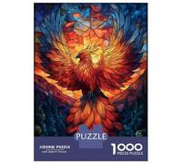Rompecabezas para Adolescentes De 1000 Piezas Phoenix Stained Glass Art Rompecabezas para Adolescentes Juegos Relajantes Regalos para Mujeres para Cumpleaños, Navidad 38x26cm/1000pcs