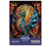 Rompecabezas para Adolescentes De 1000 Piezas Phoenix Stained Glass Rompecabezas para Adultos Juegos Relajantes Regalo De Cumpleaños Diversión En Casa Actividades, 38x26cm/1000pcs