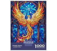 Rompecabezas para Adolescentes De 1000 Piezas Phoenix Stained Glass Rompecabezas para Adultos Juegos Familiares Análisis Y Lógica Cumpleaños Y Navidad 70x50cm/1000pcs