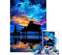 Rompecabezas para Adolescentes de 1000 Piezas Piano bajo un Cielo Estrellado Ideal para cumpleaños y Navidad Juego Educativo de dificultad Alta para Mayores de 14 años (38x26cm)