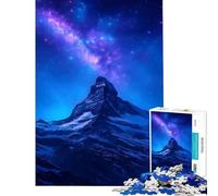 Rompecabezas para Adolescentes de 1000 Piezas Pico Matterhorn bajo un Cielo Estrellado Juego desafiante Juguete para ejercitar la Mente Juego difícil excelente Regalo y Juguete (tamaño 38x26cm)
