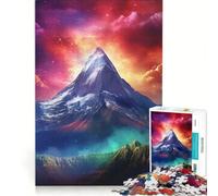 Rompecabezas para Adolescentes de 1000 Piezas Picos de Grandeza Juegos educativos decoración de Pared con póster y Hoja de Preguntas a Juego 38x52cm