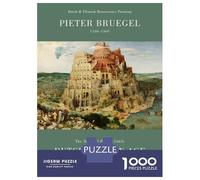 Rompecabezas para Adolescentes De 1000 Piezas Pieter Bruegels Tower of Babel Painting Rompecabezas Juegos Relajantes Difícil Difícil Diversión Actividades En Casa, 70x50cm/1000pcs