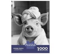 Rompecabezas para Adolescentes De 1000 Piezas Pig in A Bathtobe Rompecabezas para Adultos Juguete Decoración De Pared Corte De Precisión para Cumpleaños, Navidad 38x26cm/1000pcs