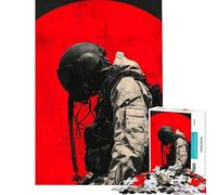 Rompecabezas para Adolescentes de 1000 Piezas Piloto Militar con Fondo Rojo Juguete Educativo y práctico Juego antiestrés Gran Regalo para los Amantes de los Juegos (Tamaño 75x50cm)