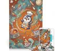Rompecabezas para Adolescentes de 1000 Piezas Pingüino Chef Divertido cocinando, Juego práctico, para divertirse en Familia, cumpleaños y Navidad 38x26cm