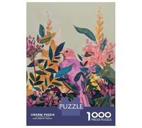 Rompecabezas para Adolescentes De 1000 Piezas Pink Bird in Floral Garden Painting Rompecabezas para Adultos Juego De Ingenio Aliviador del Estrés 52x38cm/1000pcs